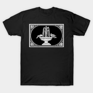 Birds and Fountain - Rectangular T-Shirt